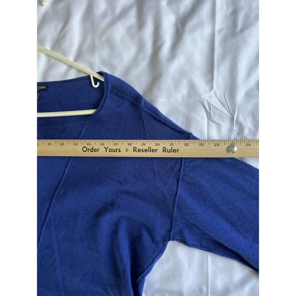 Eileen Fisher Woman Sweater Womens 1X Blue Merino Wool Asymmetrical Hem Pullover - Picture 8 of 13